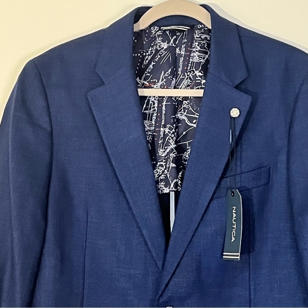 Nautica | New blazer/suit jacket Jensen double button/vent Mens size 41R stretch - Picture 2 of 11